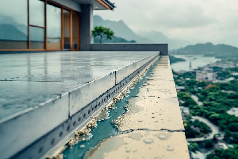 Impermeabilización de terraza en PRFV, superficie sin juntas y desagües sellados en Pontevedra