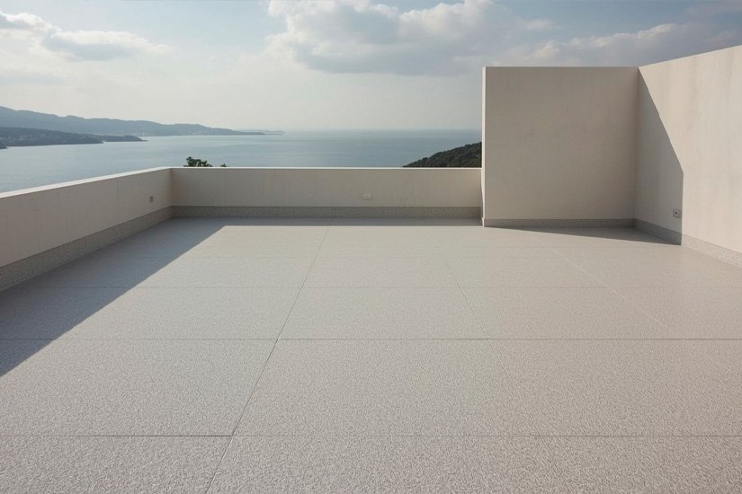 Revestimiento de terraza en PRFV con gel-coat, superficie sin juntas y antideslizante en Pontevedra